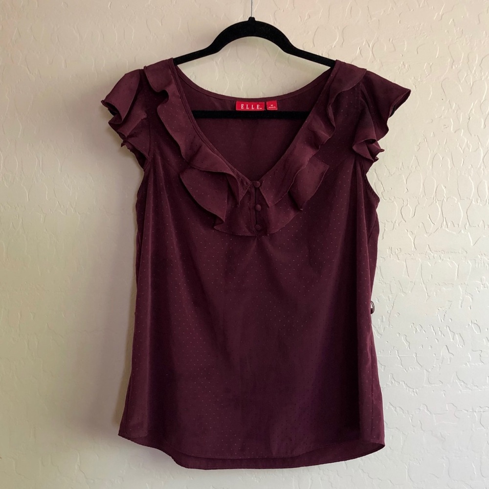 Elle Blouse plum color, silky professional work